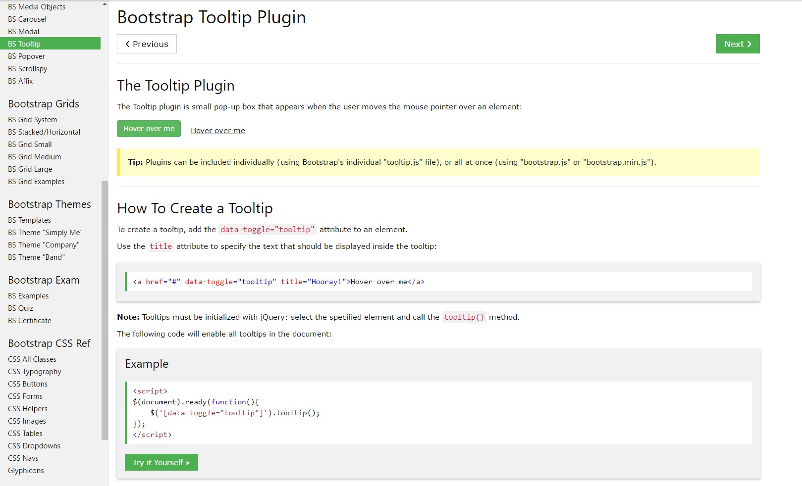 Bootstrap Tooltips  guide