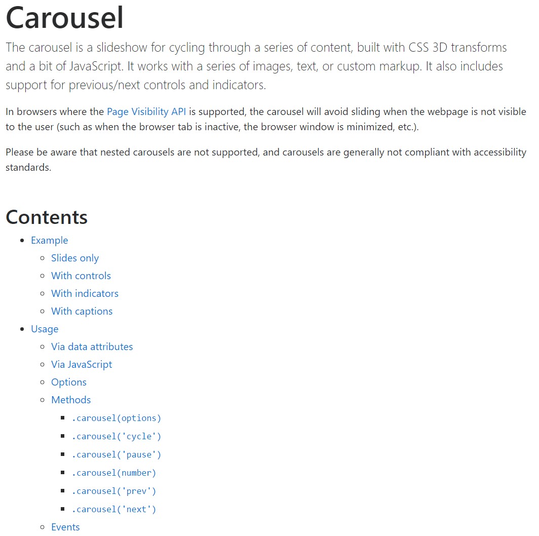 Bootstrap carousel  approved documentation